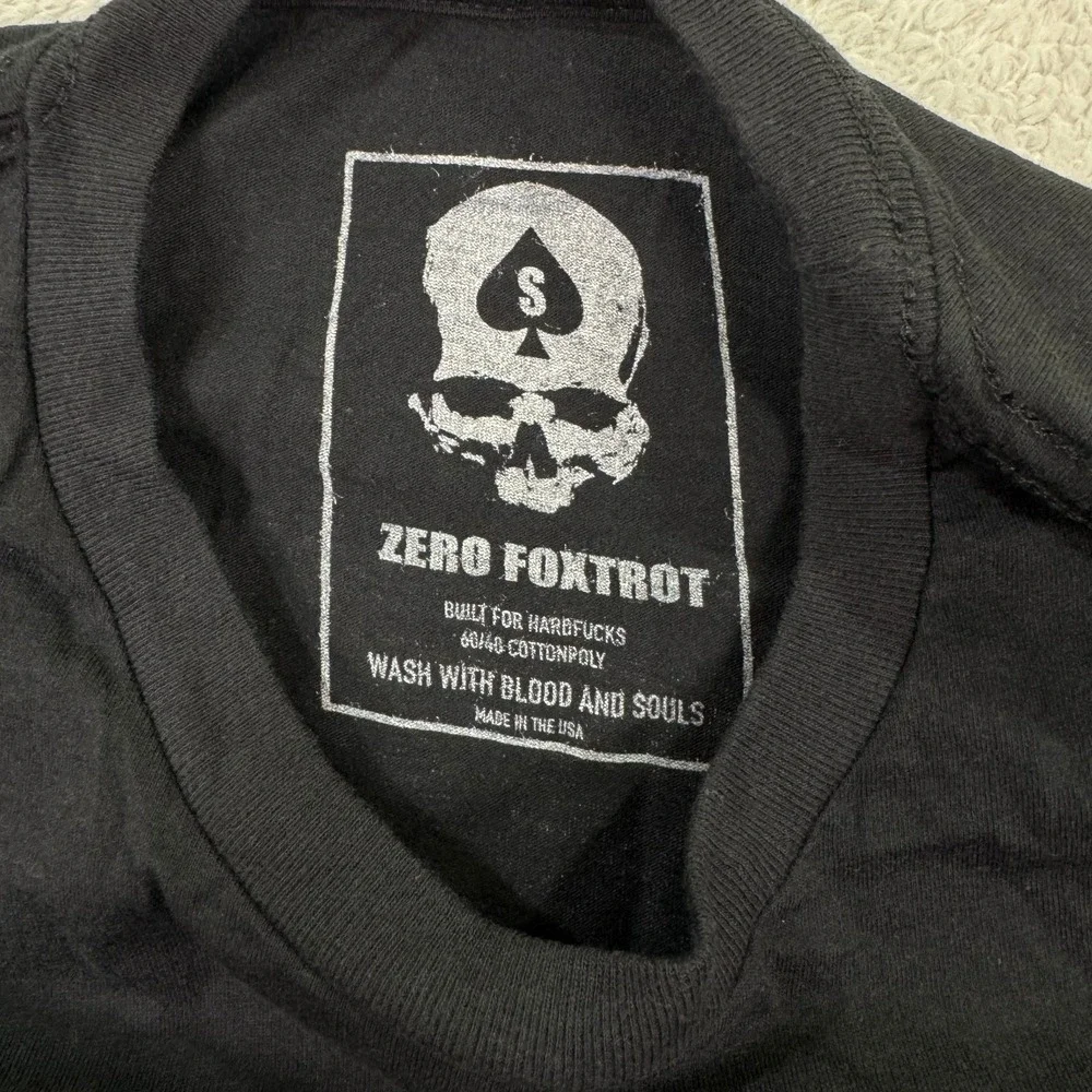 NEW Zero Foxtrot T Shirt Men Small Black Skull Death Waits For No Man Reaper - Picture 5 of 7